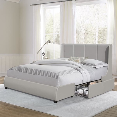 PU Tufted обитый размер ферзя машинной плиты двойной с ящиками металла хранения
