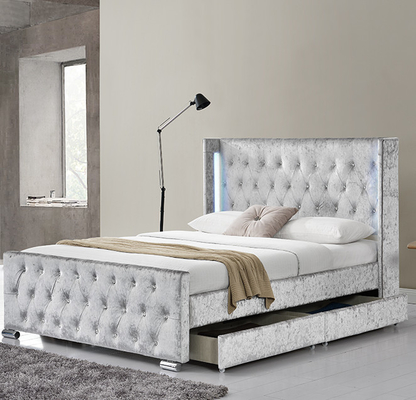 Tufted ферзь кнопок обил ящики кровати платформы 4 хранения