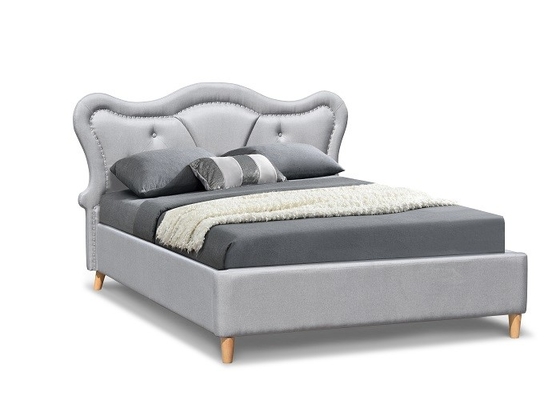 Изголовье кнопки белья серого цвета отделки кровати Nailhead обитое детьми Tufted изогнутое