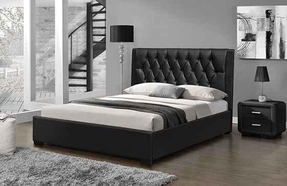 нога черноты машинной плиты ферзя изголовья 160*200cm Tufted PU пластиковая