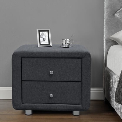 Современный обитый бархат Nightstand серого цвета белья прикроватного столика ткани 2 ящика