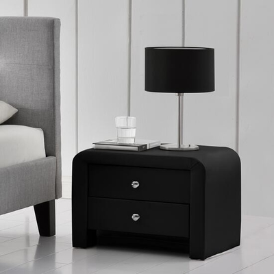 Обитый черный 2 ящик Nightstand