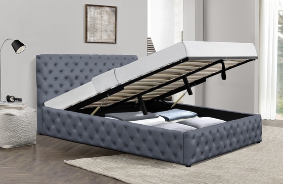 Платформа ODM OEM обила Tufted двуспальную кровать с хранением