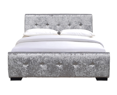 Кровать Tufted Кристл открытого хранения ODM OEM застегивает серебряную сторону бархата толкотни