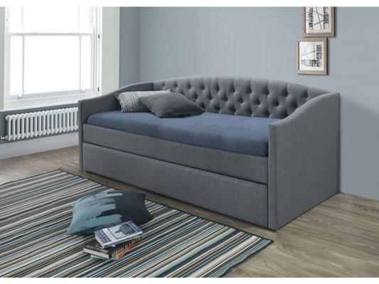 СОЛНЕЧНОЕ одиночное 190X200 Tufted кушетка с кушеткой колесика обитой серым цветом