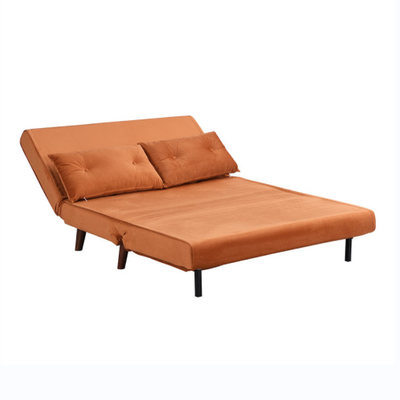 Кушетка колесика диван-кровати 2 Seater небольшая двойная складывая оранжевым обитая бархатом