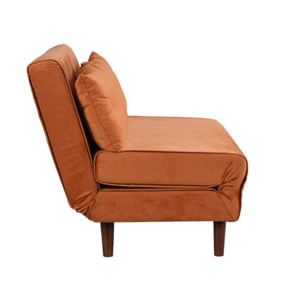 Кушетка колесика диван-кровати 2 Seater небольшая двойная складывая оранжевым обитая бархатом