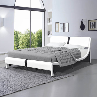 СИД см 140 x 200 обило кожу черноты кровати/белых Faux с СИД