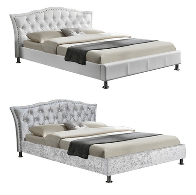 Роскошная машинная плита короля Размера Бархата Ткани с Tufted и кристаллическим изголовьем