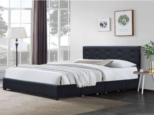 Minimalistic чернота машинной плиты ферзя Tufted изголовье PU кожаное