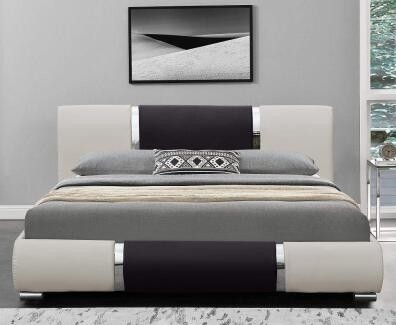 Bedstead кривой PU минималистских изготовителей кровати дизайна моды кожаных черно-белый