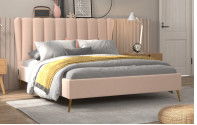 Король обитый машинной плитой ткани Wingback цвета Сливк Размер
