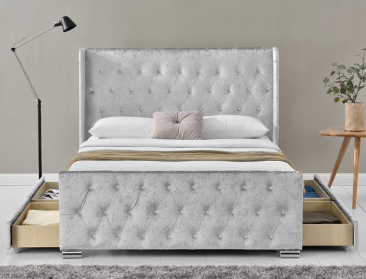 Tufted ферзь кнопок обил ящики кровати платформы 4 хранения