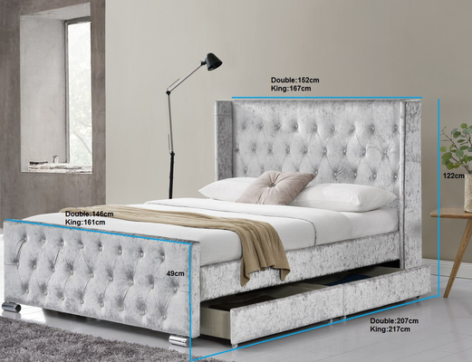 Tufted ферзь кнопок обил ящики кровати платформы 4 хранения