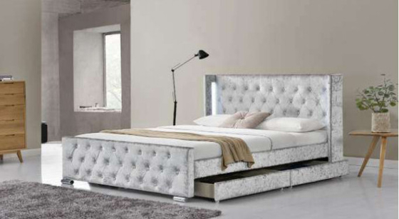 Королевским кровать хранения ферзя обитая размером Tufted кнопки с 4 ящиками
