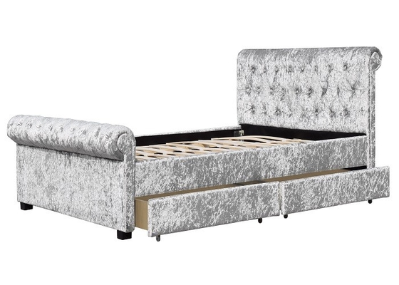 Королевский размер Chesterfield туфтовый складская кровать с четырьмя ящиками