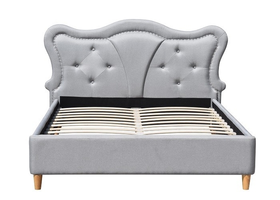 Изголовье кнопки белья серого цвета отделки кровати Nailhead обитое детьми Tufted изогнутое