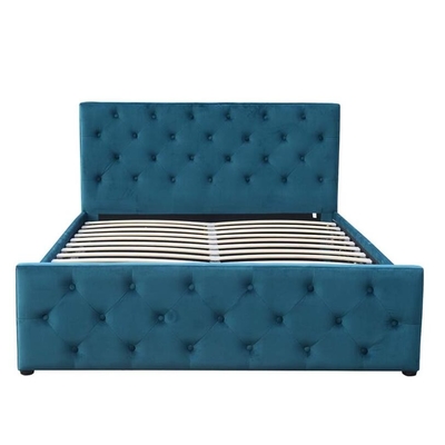 Подъем газа короля Размера кнопки ткани кровати хранения Footboard изголовья Tufted