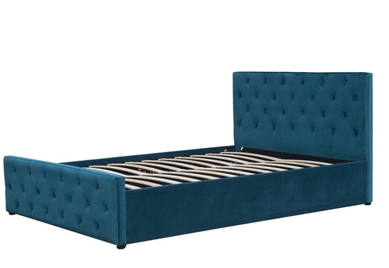 Подъем газа короля Размера кнопки ткани кровати хранения Footboard изголовья Tufted