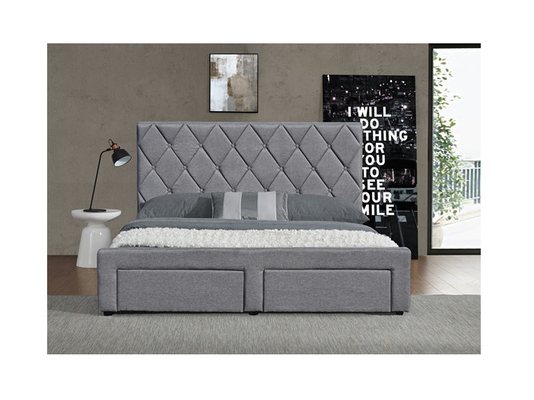 Ткань бархата короля Размера Tufted Хранения Кровати OEM с 4 ящиками хранения
