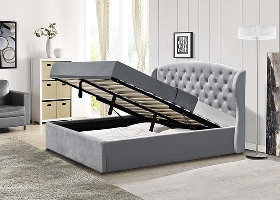 Нога кровати хранения 4 FT Ottoman Tufted поднимает открытый газ с серым цветом изголовья