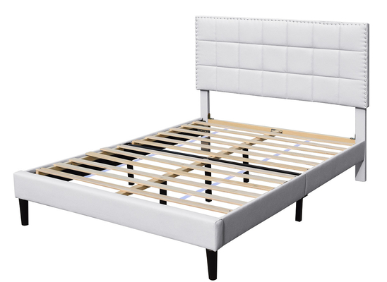 Белого Хранения Кровати PU Квадрата короля Обивать Tufted машинная плита 140X190Cm изголовья