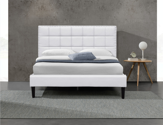 Белого Хранения Кровати PU Квадрата короля Обивать Tufted машинная плита 140X190Cm изголовья