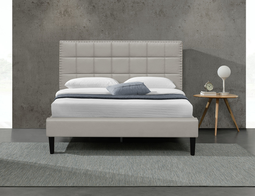 Белого Хранения Кровати PU Квадрата короля Обивать Tufted машинная плита 140X190Cm изголовья