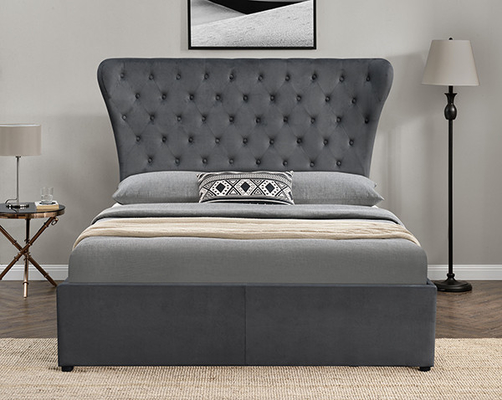 Кровать хранения бархата высокого изголовья Tufted
