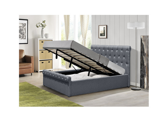Одиночной Tufted толкотней кровать ферзя бархата машинной плиты хранения обитая тканью