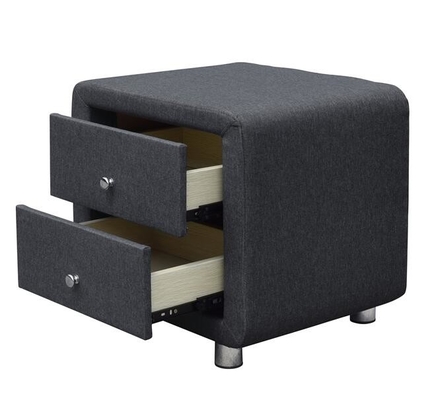 Современный обитый бархат Nightstand серого цвета белья прикроватного столика ткани 2 ящика