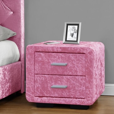 Розовый бархат прикроватного столика ткани толкотни покрыл Nightstand с 2 ящиками
